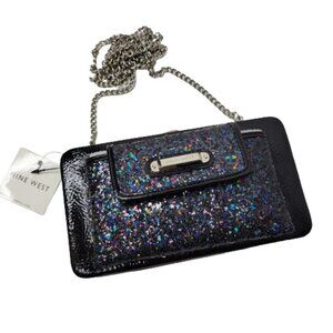 Black Wallet Sequin Crossbody Wallet Clutch Purse, Nine West Bag - New With Tags
